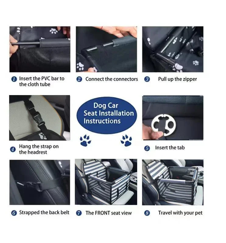 Waterproof Travel Dog Car Seat Cover & Carrier – Hammock Basket for Small & Medium Pets